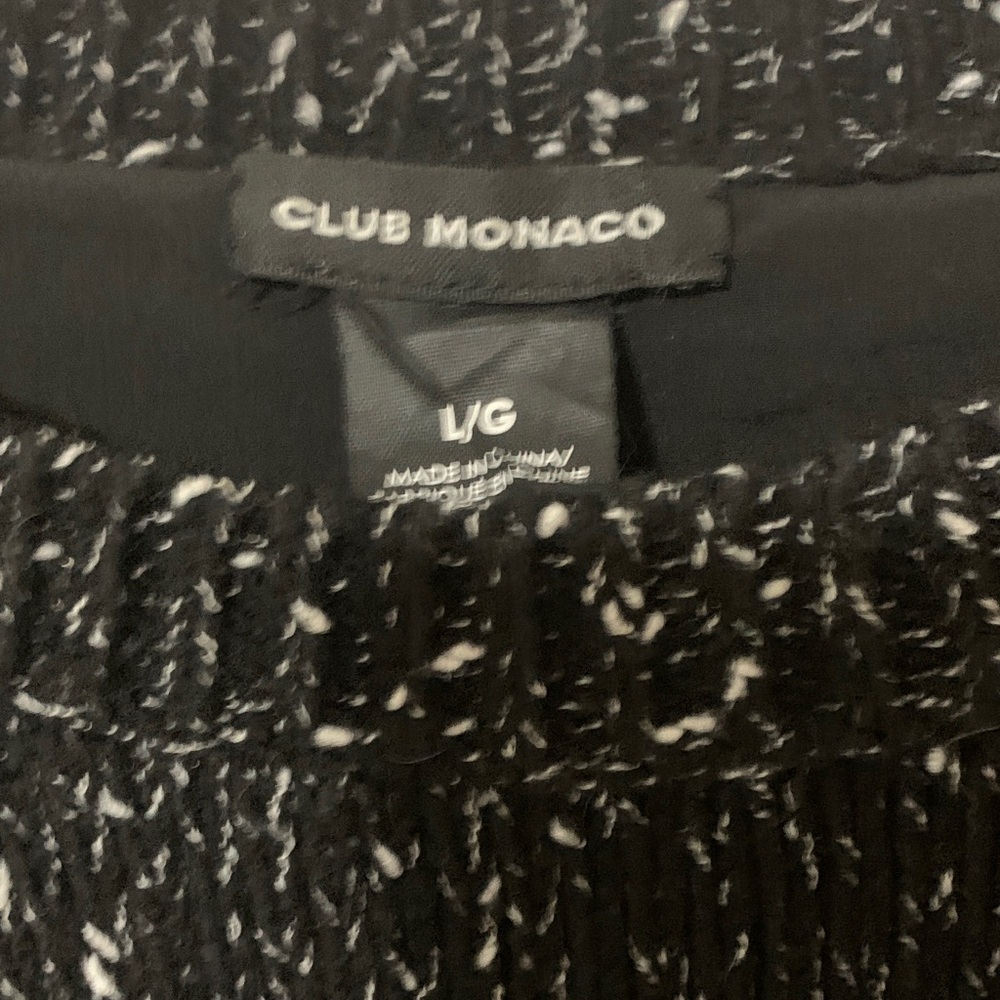 Club Monaco Black and White Crew Neck Sweater